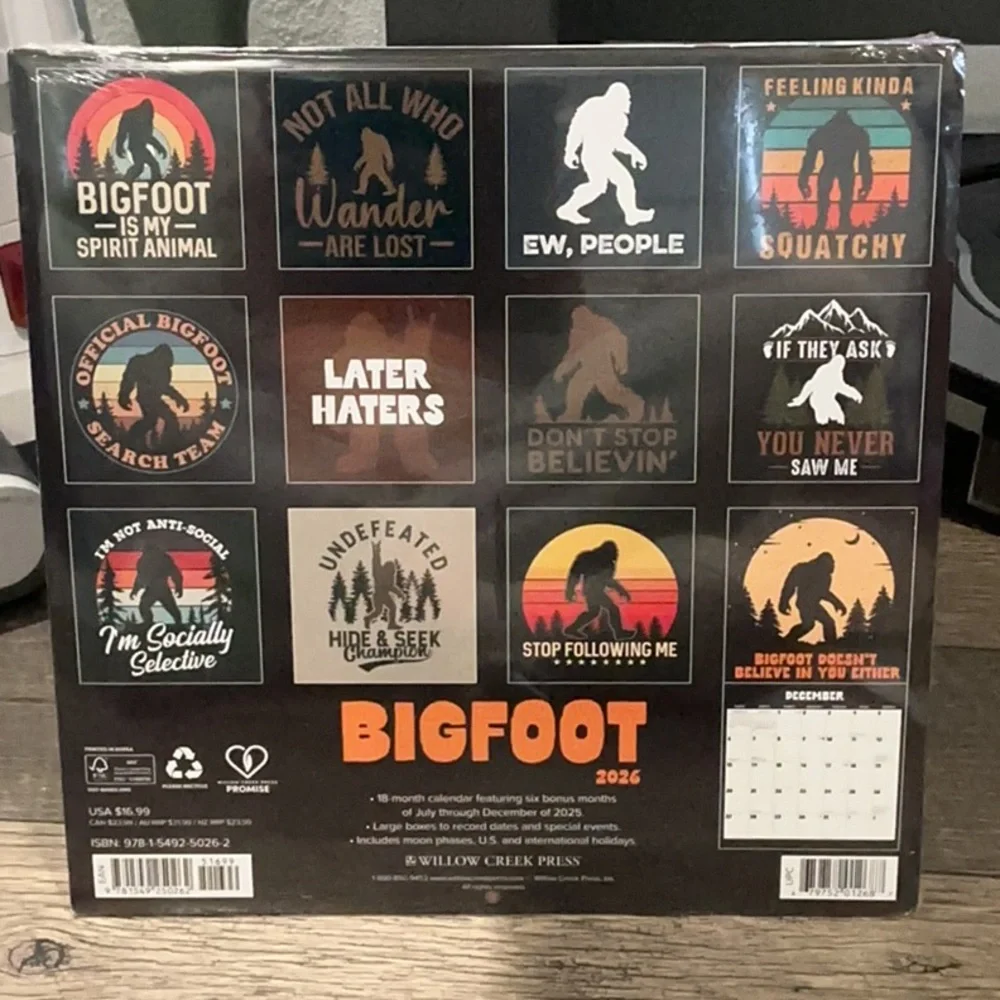 New 3 pack Willow Creek 2026 Calendars K-Pop Seventeen Bigfoot & Animal Selfies